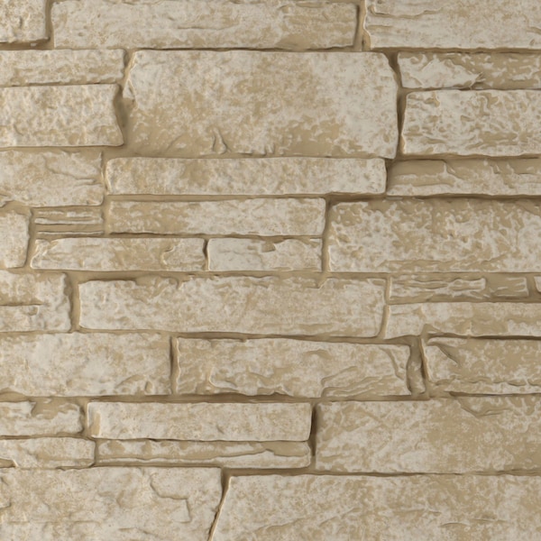Ekena Millwork 9"W x 8"H Acadia Ledge Stacked Stone, StoneWall Faux Stone Siding Panel, Sandstone PNUALSD-MAT-SAMPLE - main
